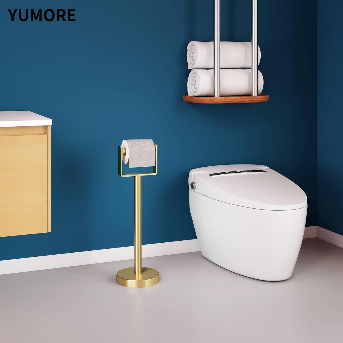 YUMORE gold finish adds elegant style to any bathroom.