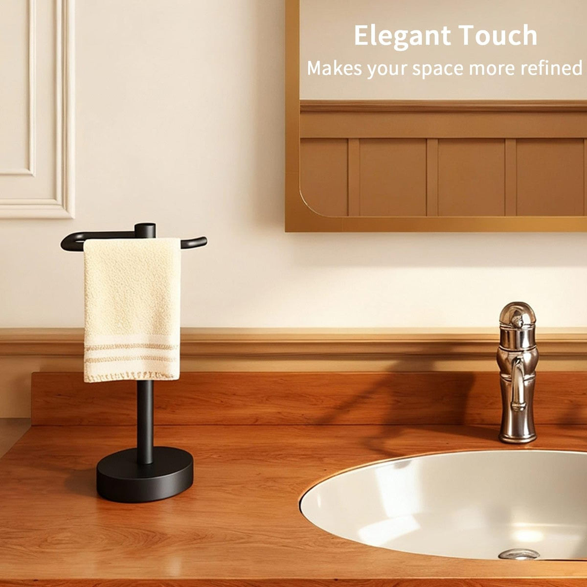YUMORE hand towel holder stand pro-size height supports larger towels.
