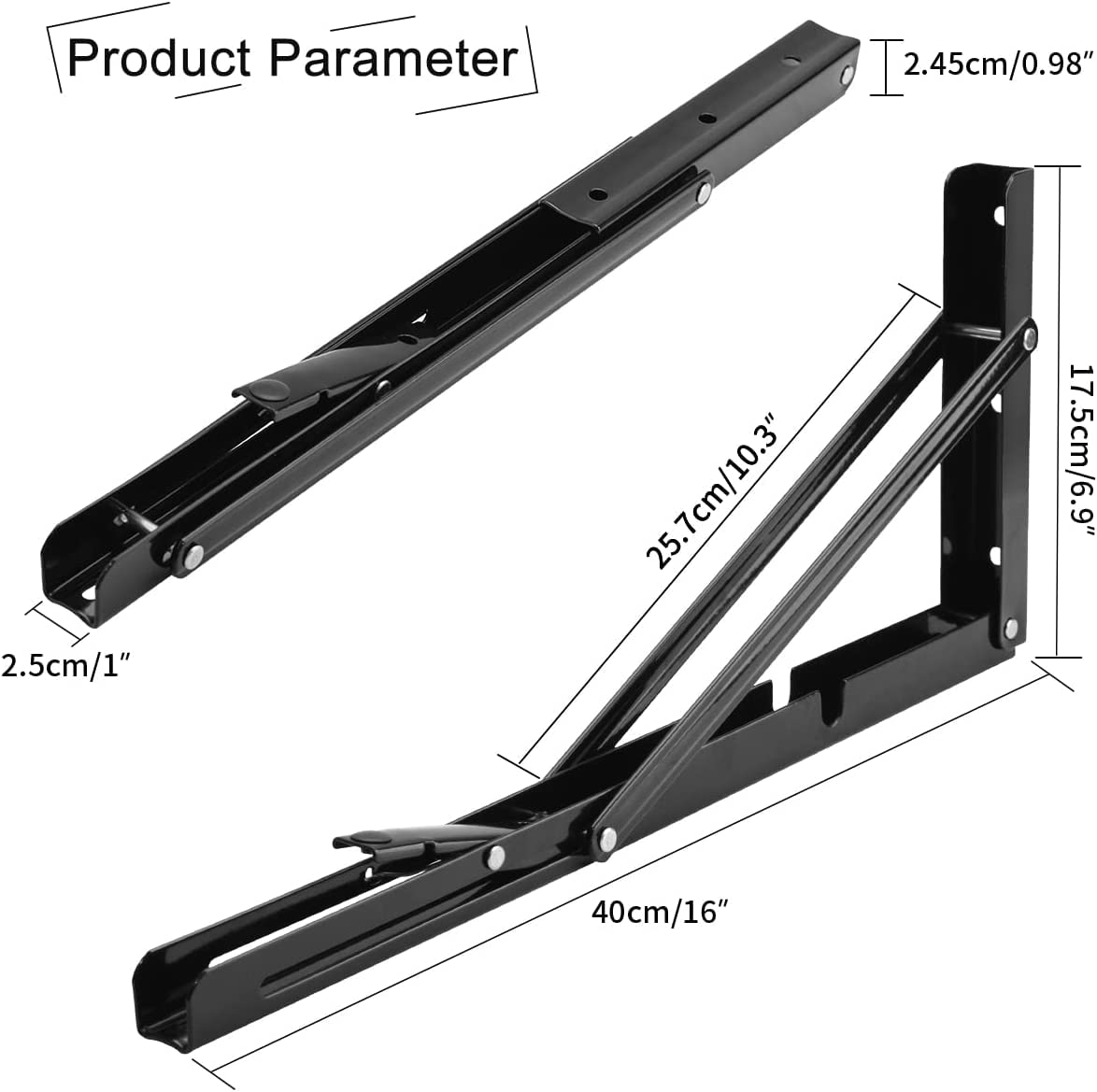 YUMORE heavy-duty L-bracket close-up shows smooth black finish