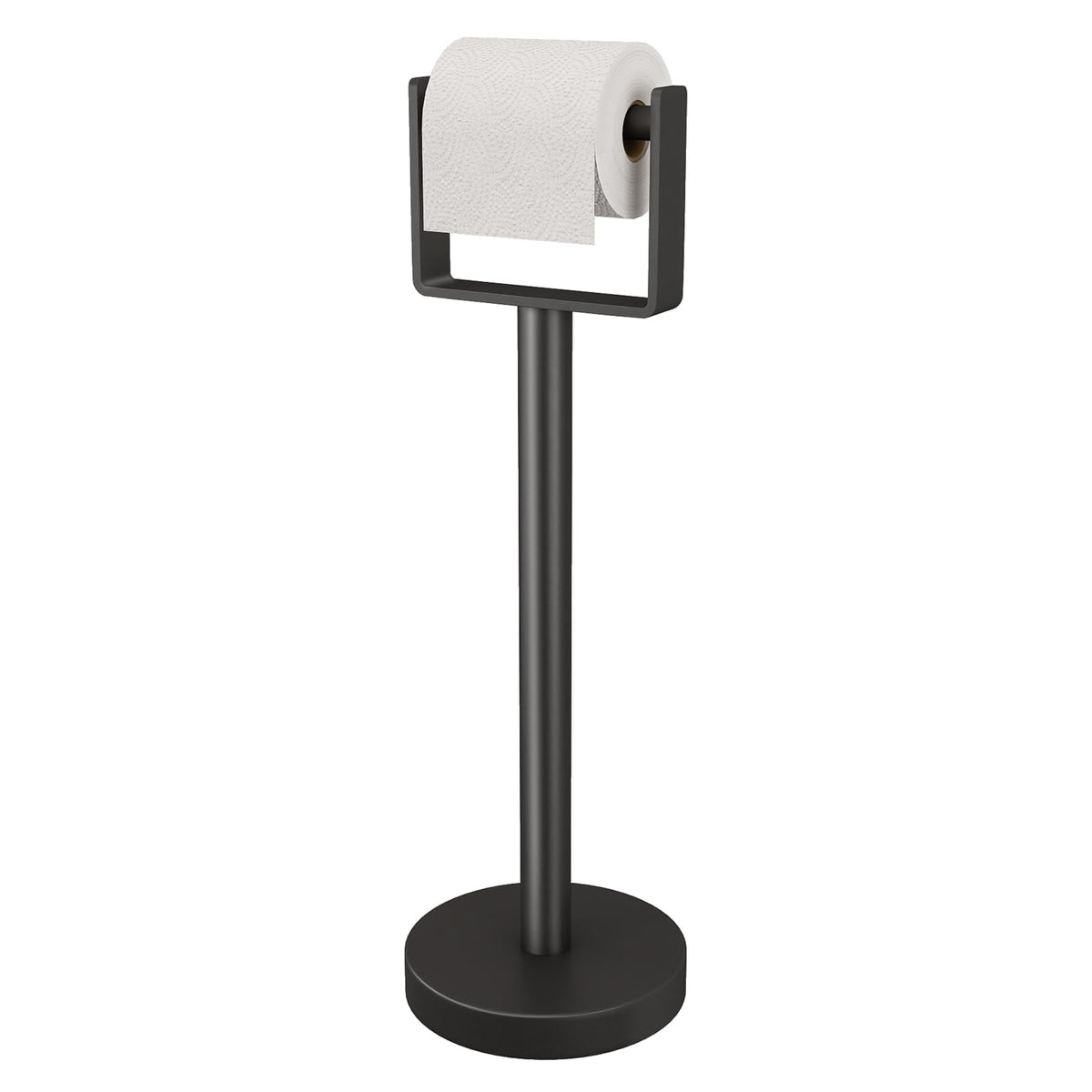 YUMORE heavy-duty toilet paper holder base provides stability on busy bathroom floors.