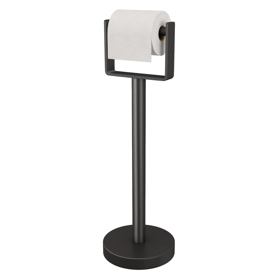 YUMORE heavy-duty toilet paper holder base provides stability on busy bathroom floors.