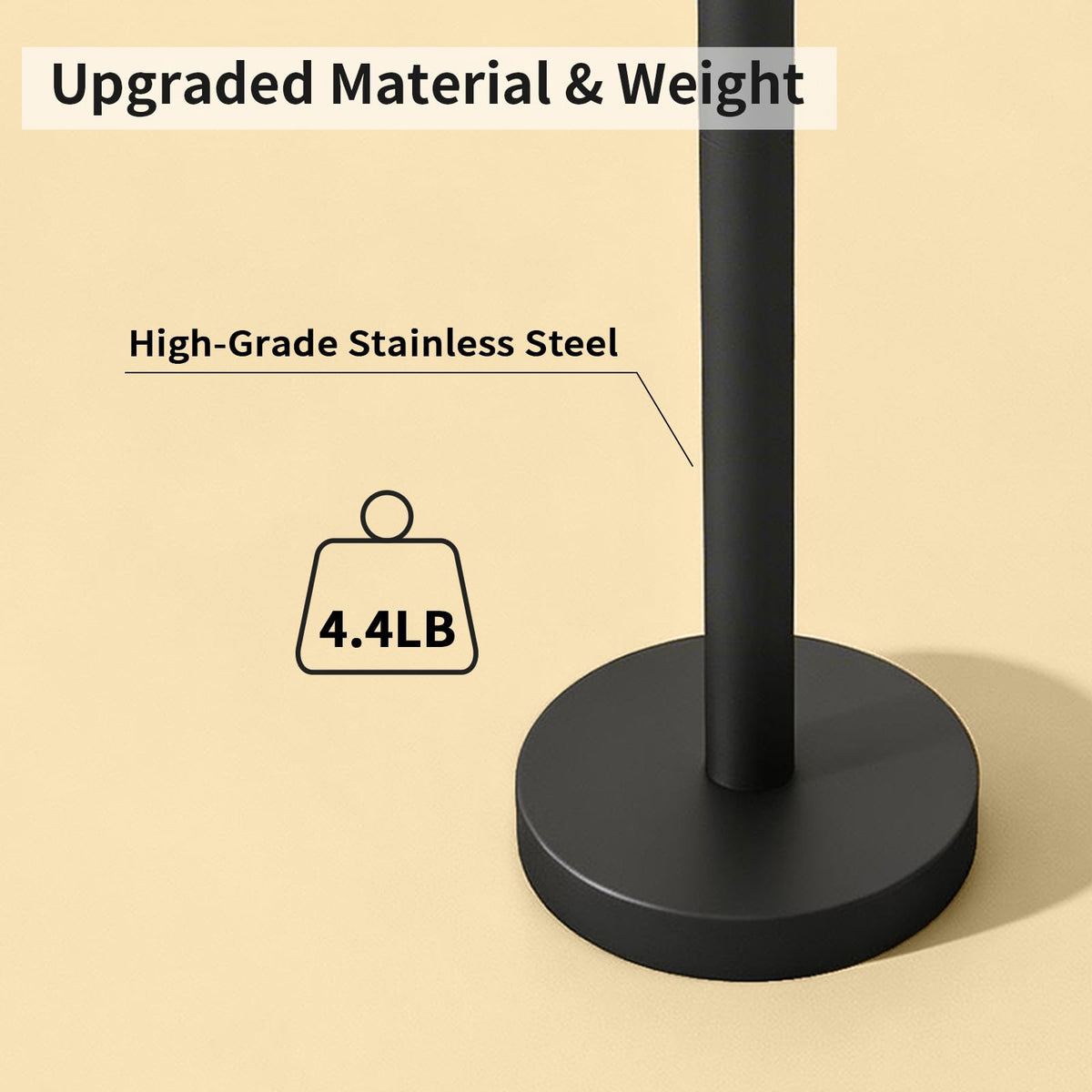 YUMORE reinforced arm end-cap securely grips standard, jumbo, and mega rolls