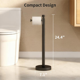 YUMORE toilet paper holder stand in matte black finish enhances modern bathrooms