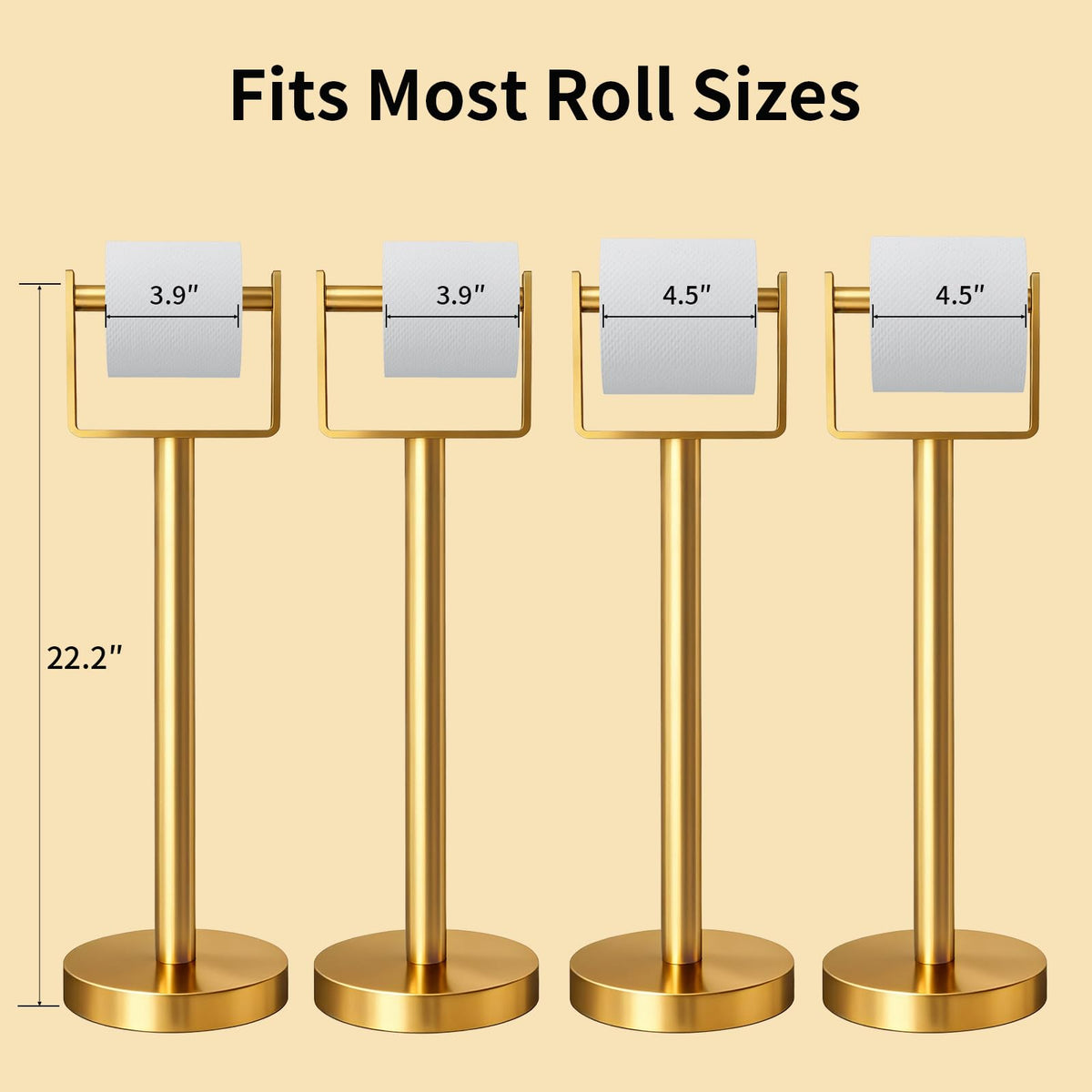 YUMORE fits all standard and jumbo toilet paper rolls.