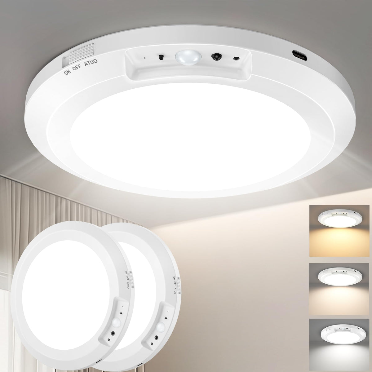 Yunaking ceiling light with magnetic mount, easy two-pack installation and flexible placement.