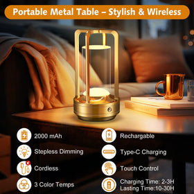 Yunaking cordless table lamp designed for indoor and outdoor use anywhere.