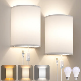 Yunaking plug-in wall sconce with three temperature options for cozy evenings