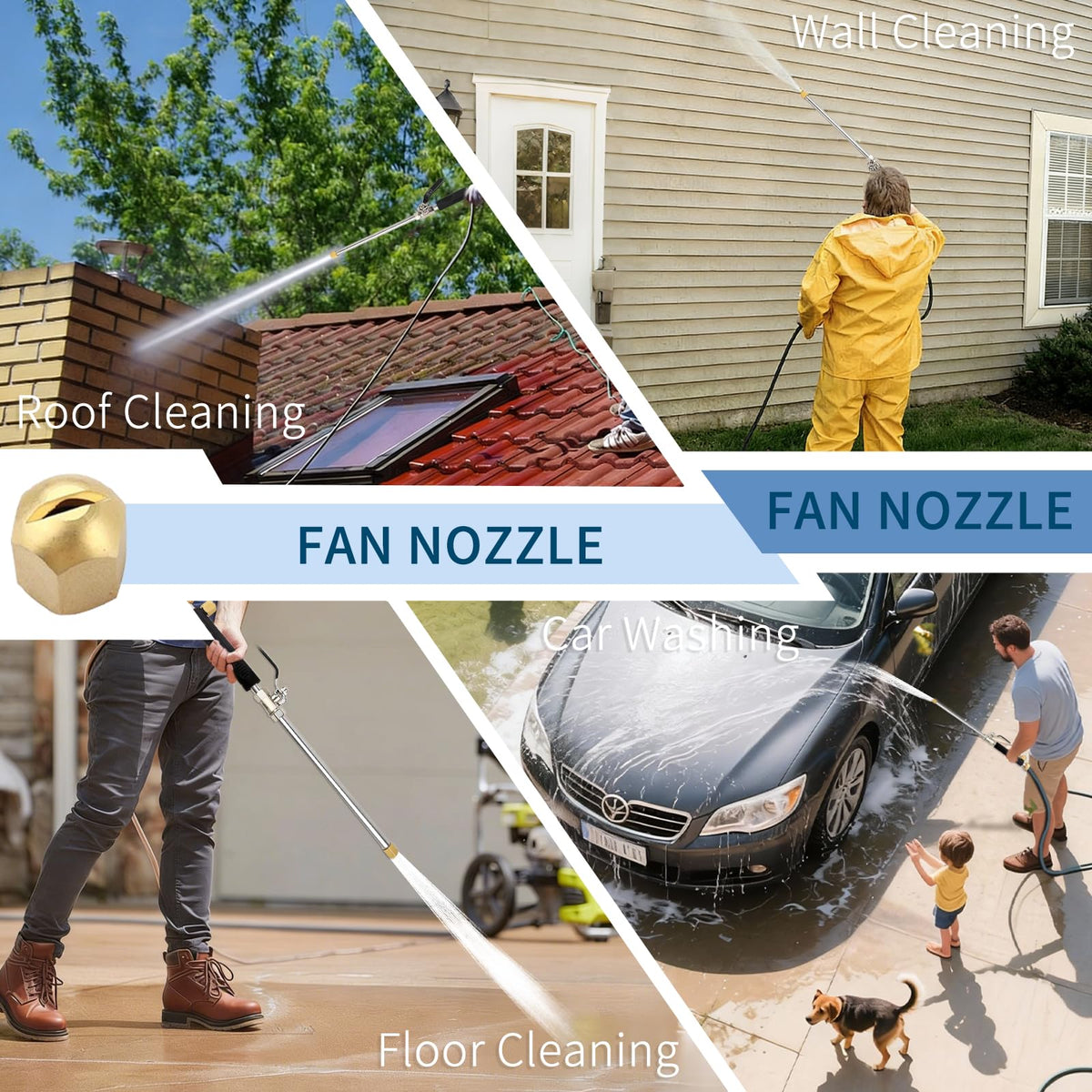YunGuoGuo wand in use for gutter cleaning with precise spray.