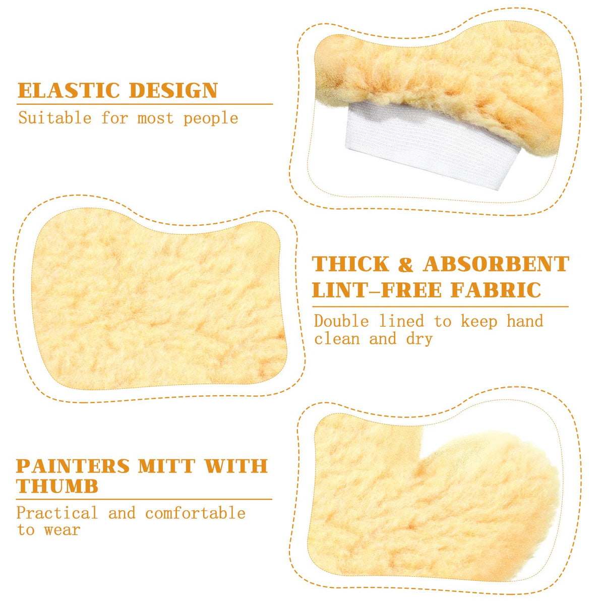 Yungyan paint mitt gloves sized 23x28 cm fit most hands.