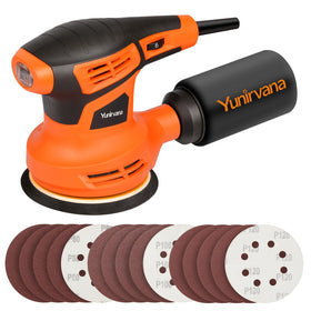 Yunirvana orbital sander showing 13000 rpm for fast wood smoothing