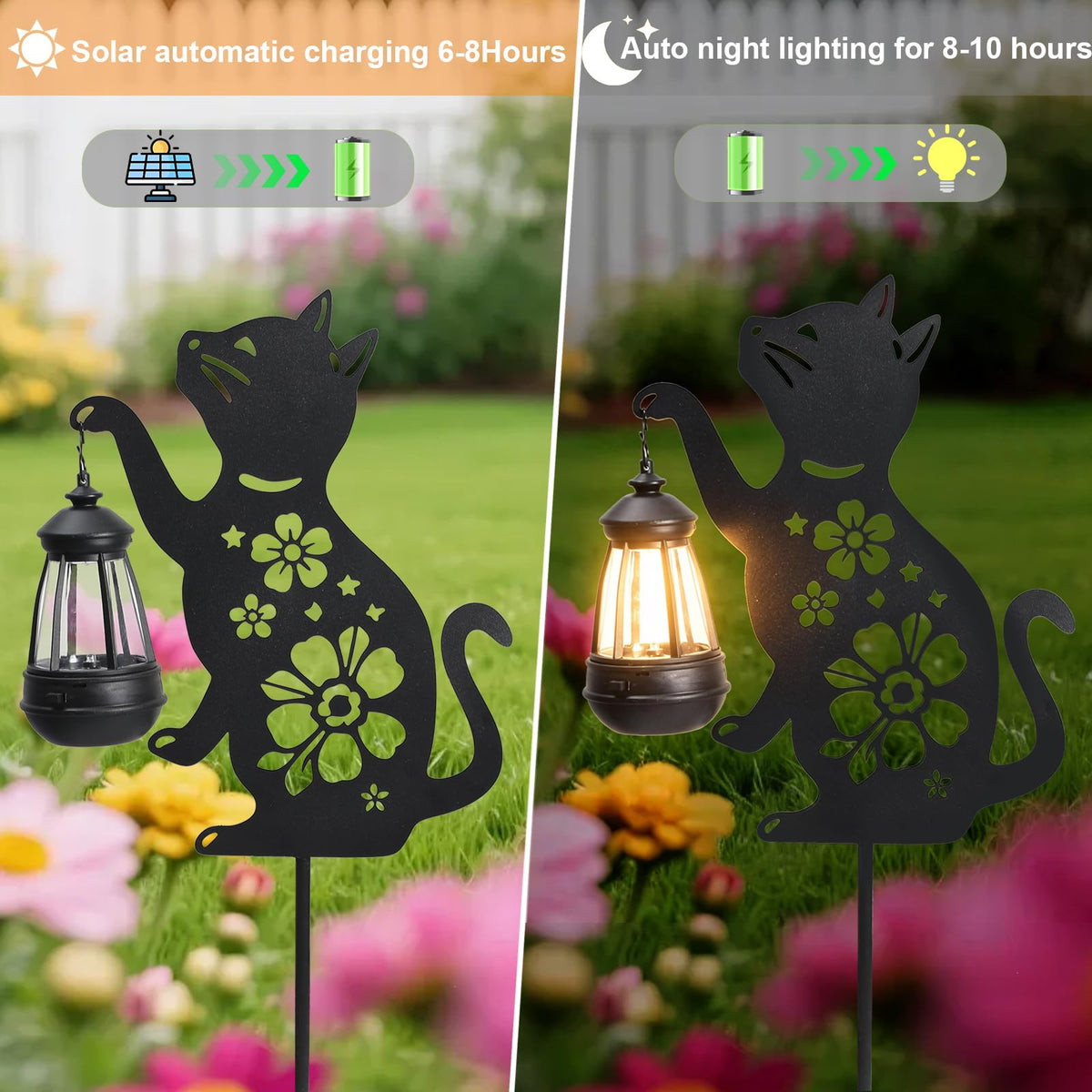 YUNLINGAA rust-proof metal cat ornament withstands weather