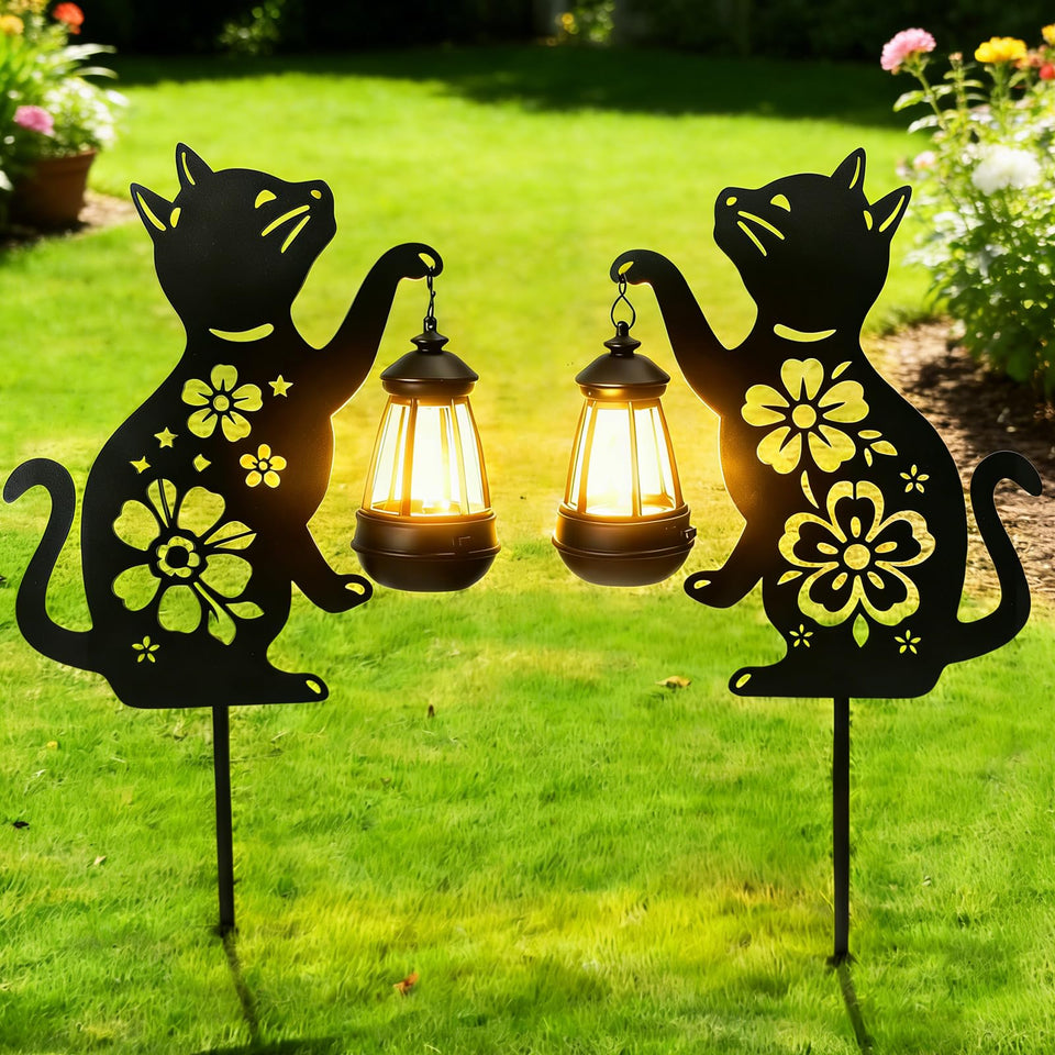 YUNLINGAA solar cat lantern on patio lighting evenings outdoors