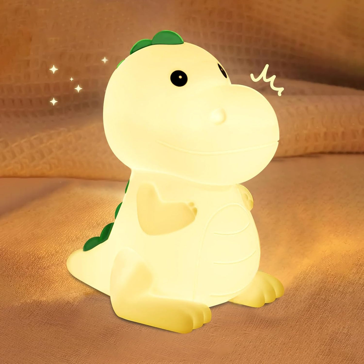 YunLone dinosaur night light with brightness toggle for easy nighttime control.