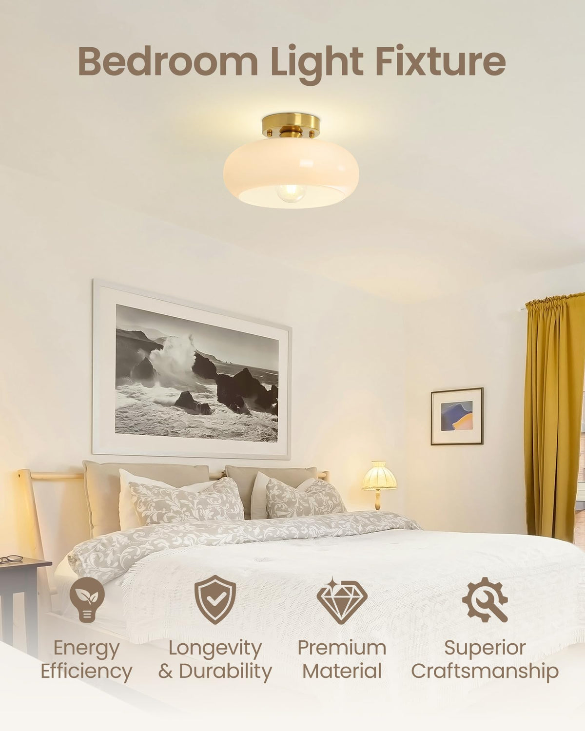 Yunnix dimmable ready design works with compatible bulbs for mood control.