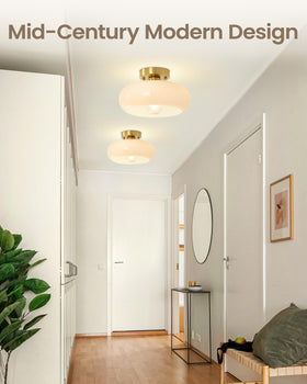 Yunnix gold brass base adds mid century charm to hallways and bedrooms.