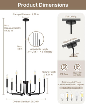 Yunnix height-adjustable extension rods to fit various ceiling heights