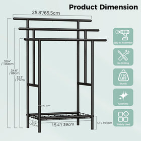 YUNSCEND free-standing towel rack side view shows slim footprint for versatile placement.