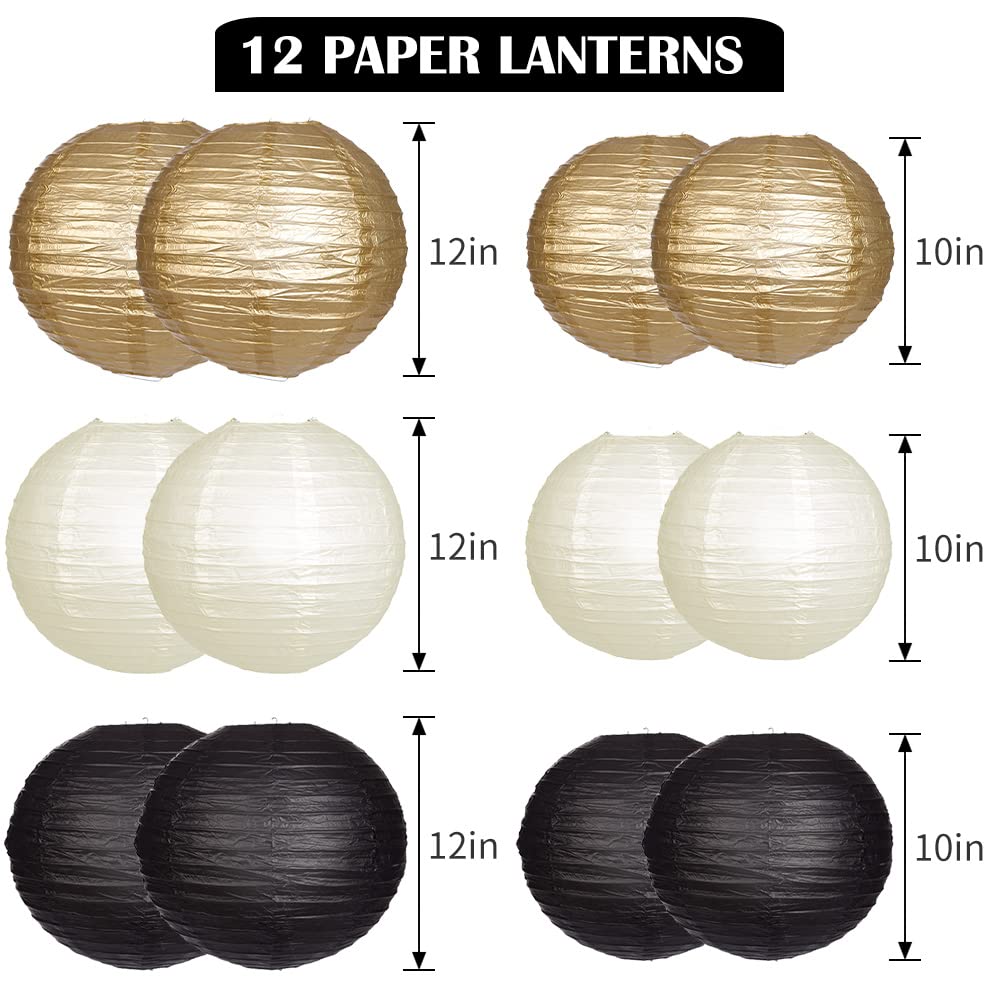 YUNXUAN black gold 12 inch lantern for ambient glow