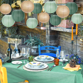 YUNXUAN sage-forest-tan lanterns provide cohesive color at events