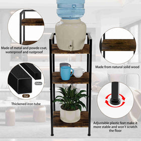 Yuoziyy water dispenser stand wood texture closeup highlights durable finish for daily use.