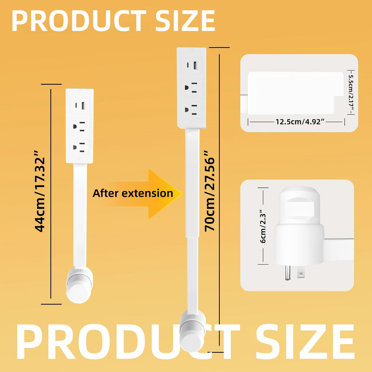 YupURStyle extendable outlet behind couch setup illustrating convenient power access.