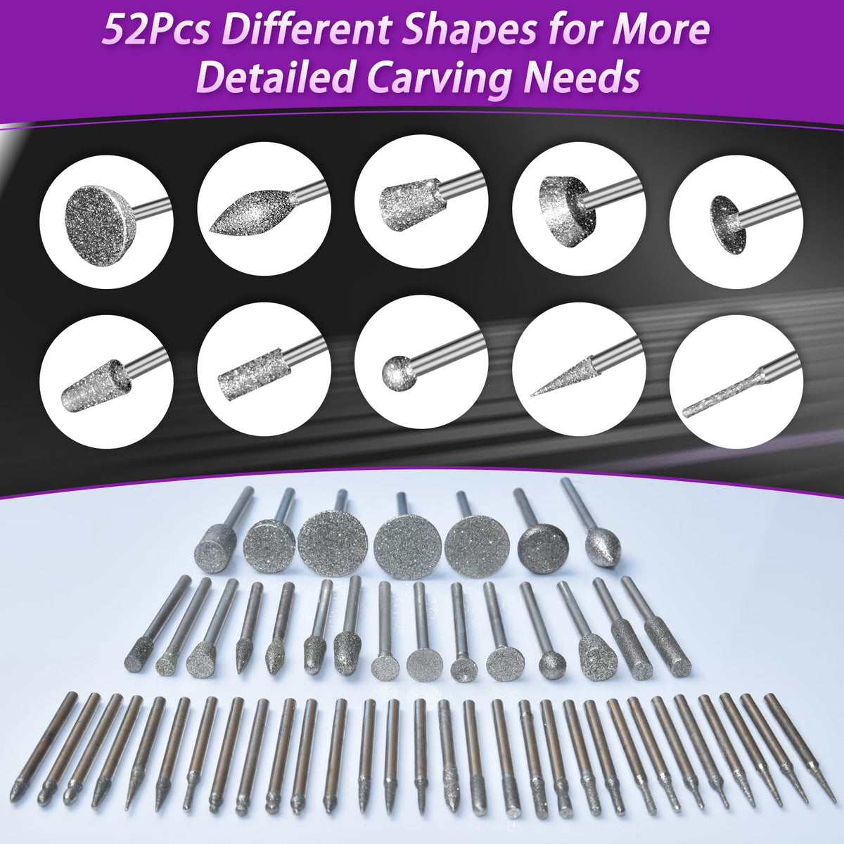 YURINWOO conical diamond bit ideal for bevels and detail work