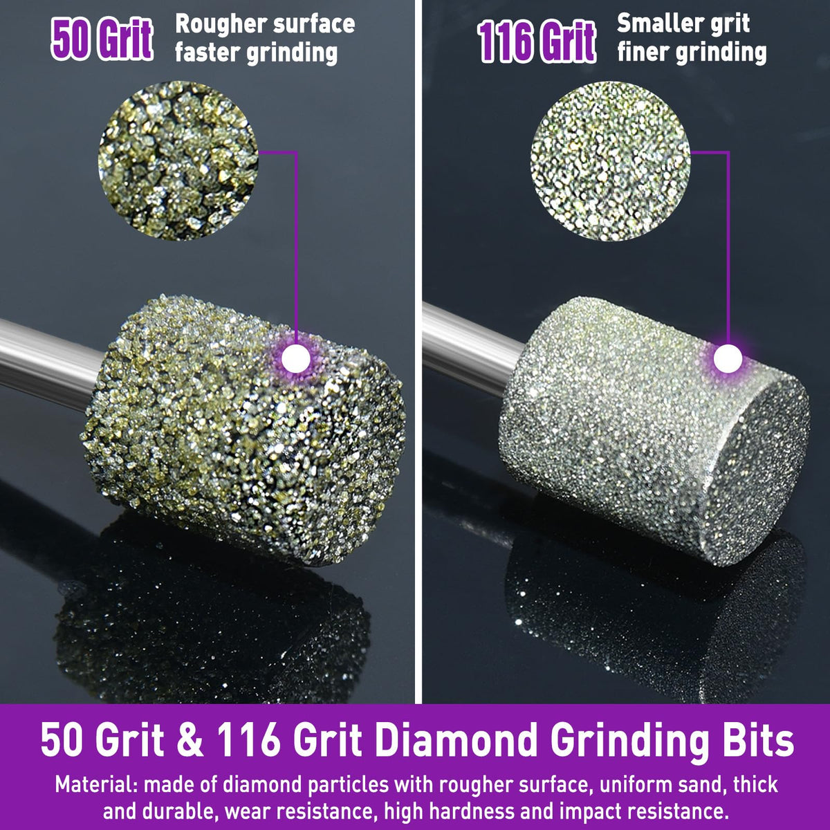 YURINWOO diamond burrs polishing kit for fast sanding on tile, glass, and ceramics.