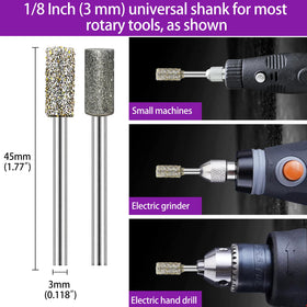 YURINWOO 1/8 shank diamond bits compatible with common rotary tools and Dremel-like tools.