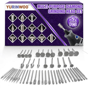 YURINWOO stone carving set with 52 diamond burrs for versatile engraving and polishing
