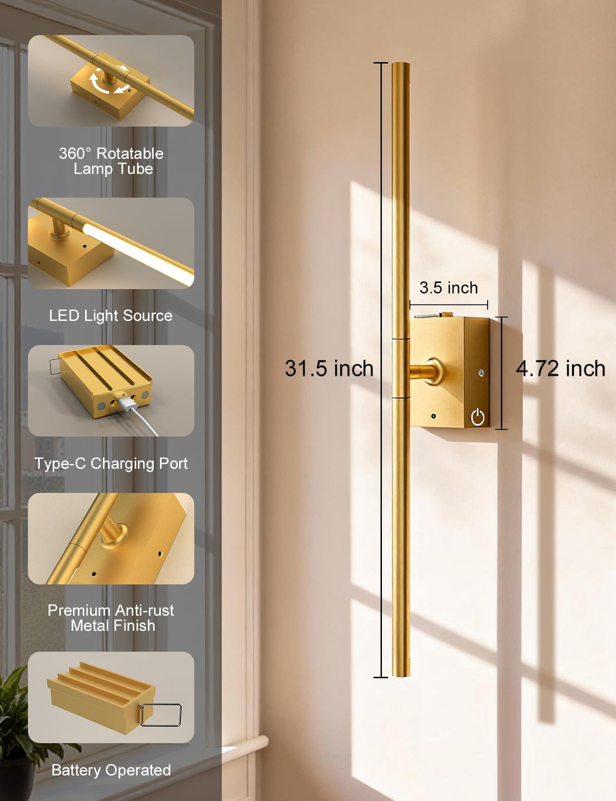 Yurnero wall sconces color temperature range 3000K-6000K for mood control