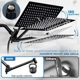 Yurnomy 180 degree adjustable shower height and angle for customized comfort.
