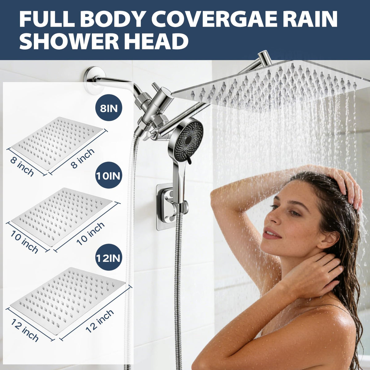 Yurnomy 8-inch rainfall shower head delivers wide, immersive coverage.