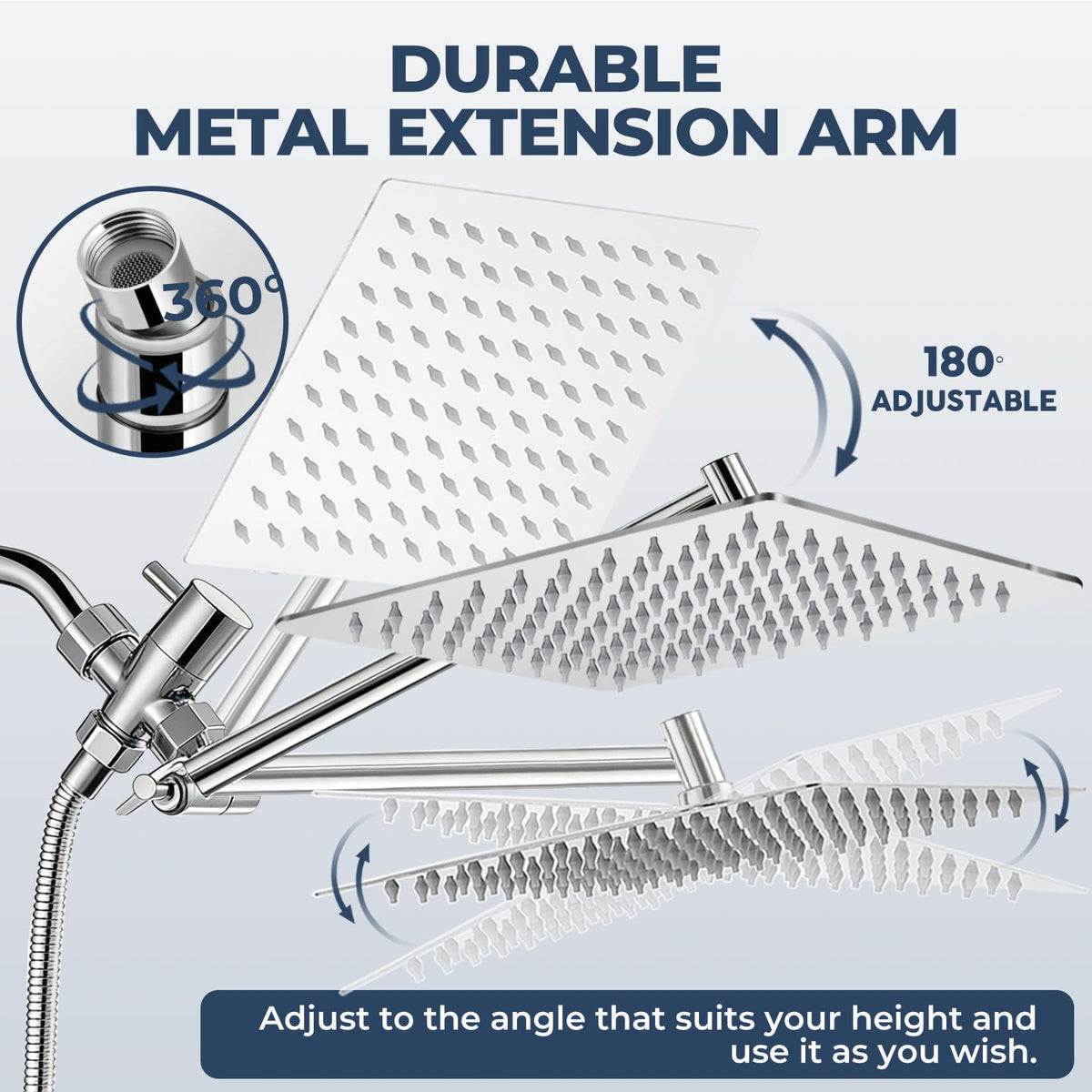 Yurnomy extension arm enables flexible mounting and reach.
