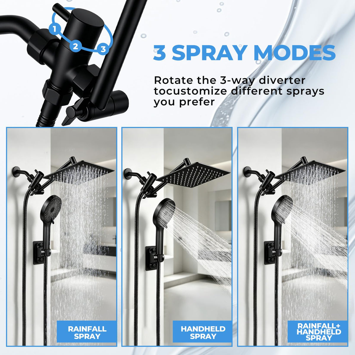 Yurnomy flow regulator maintains comfortable water pressure.