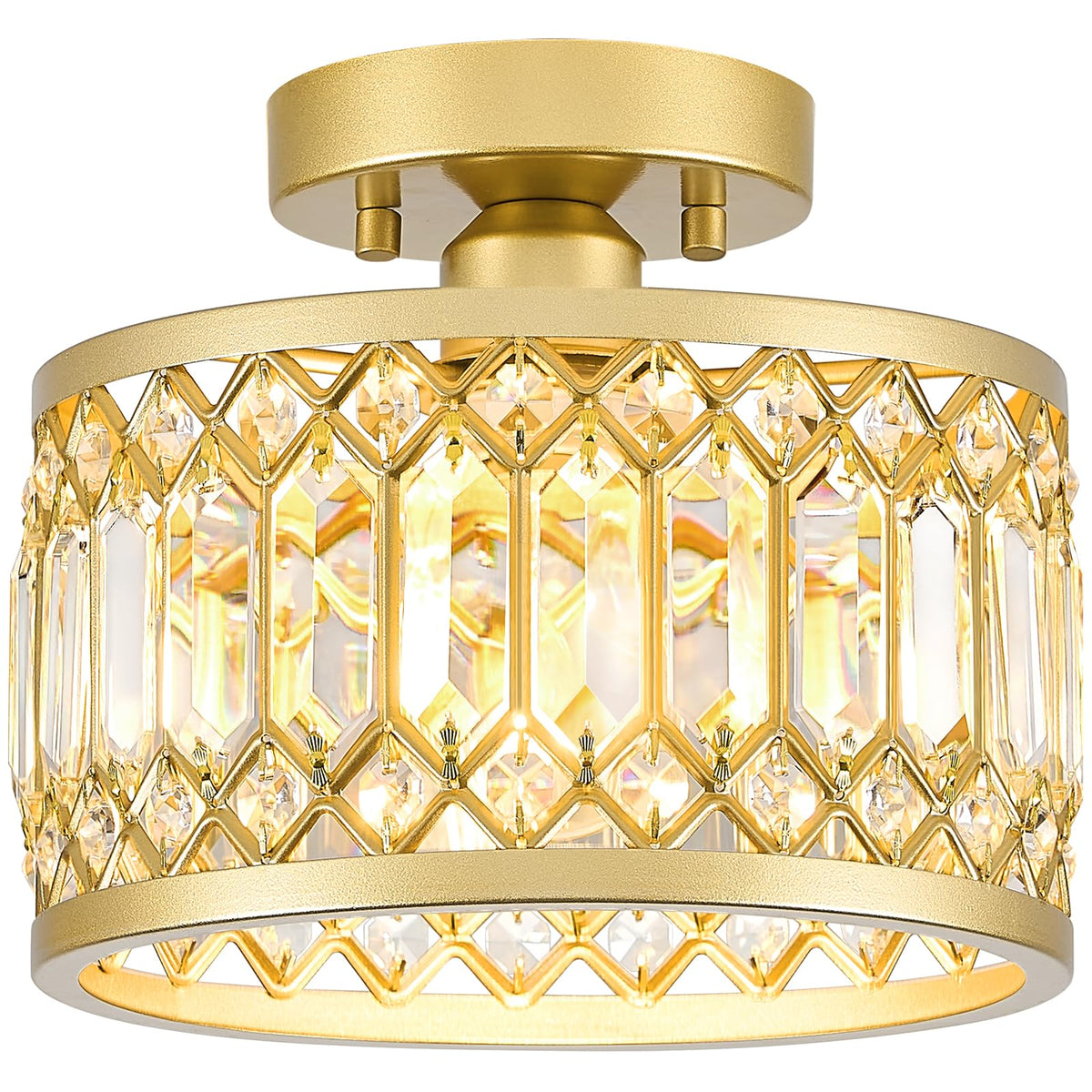 YURNYQ crystal ceiling light 9.05 inch glow enhances hallway ambience.
