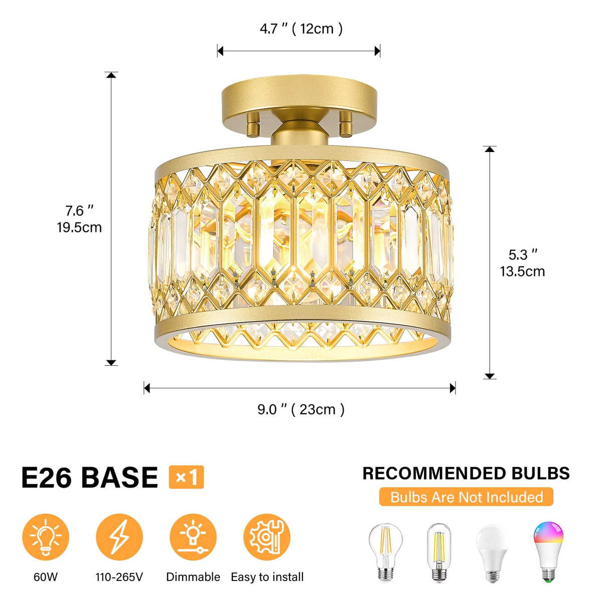 YURNYQ semi flush mount installs easily in entryways and kitchens.