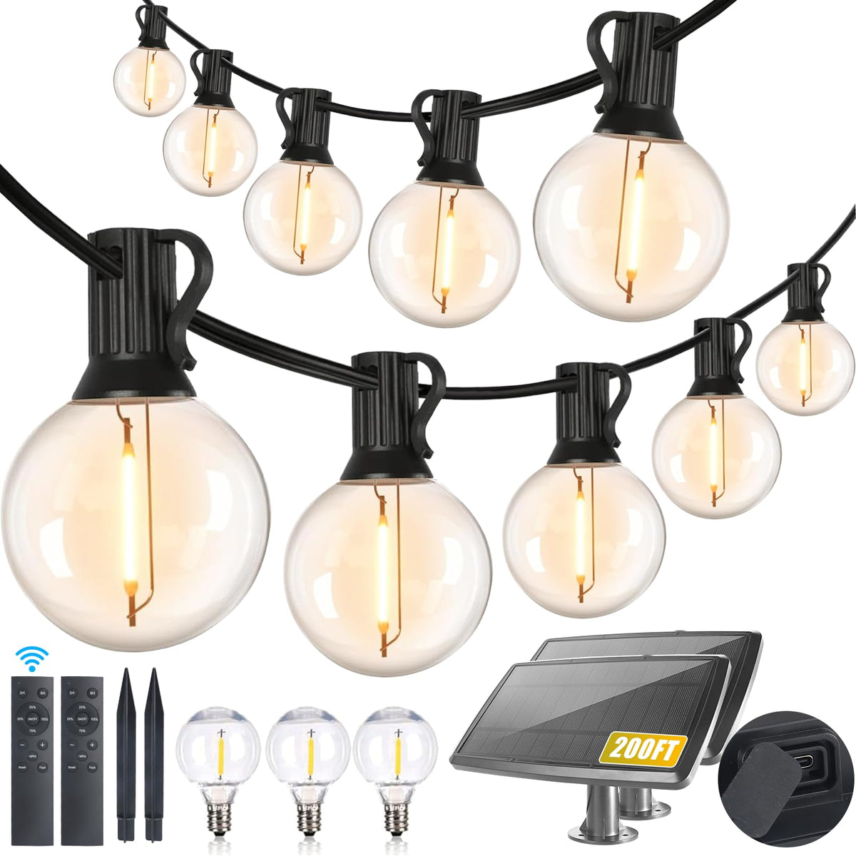 Yusist 200ft solar string lights for outdoor ambiance and energy savings