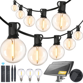 Yusist 200ft solar string lights for outdoor ambiance and energy savings