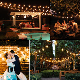 Yusist solar-powered backyard lighting for versatile evening scenes.