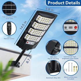 Yusist solar street light emits 6500K daylight white LED illumination.