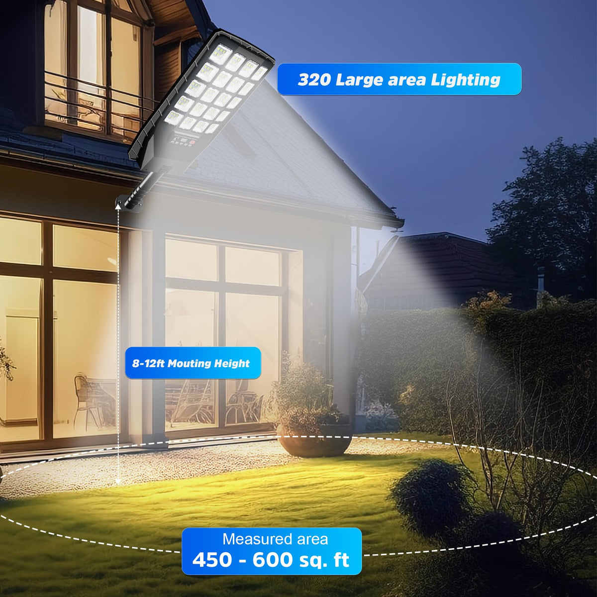 Yusist solar street light side view showing slim profile and durable housing