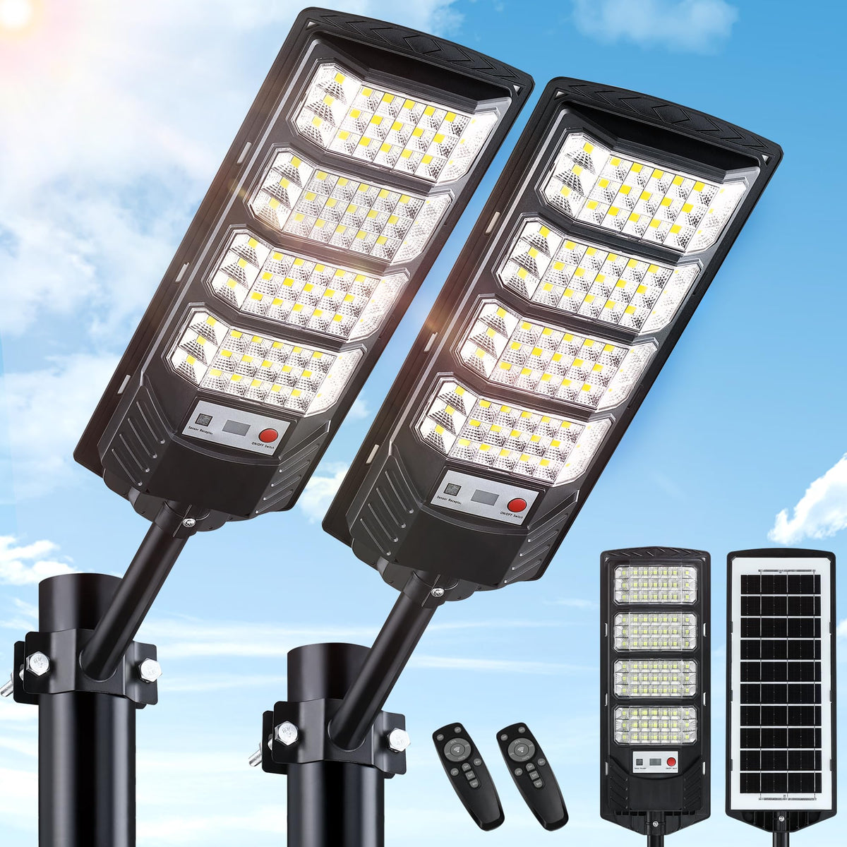 Yusist solar street light with 320° wide-angle beam for broad outdoor coverage