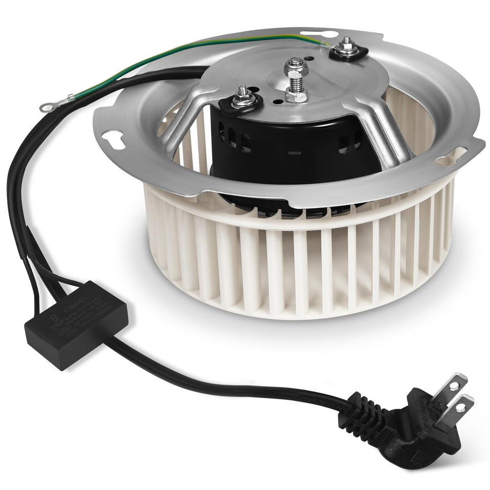 YUUCOO 8832NA blower motor front view, ideal for straightforward bathroom fan replacement.