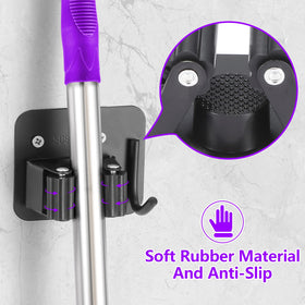YUWANTING stainless steel broom holder close-up shows rust-resistant build for long life.
