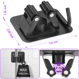 YUWANTING wall mount mop rack with four hooks keeps cleaning tools off the floor.
