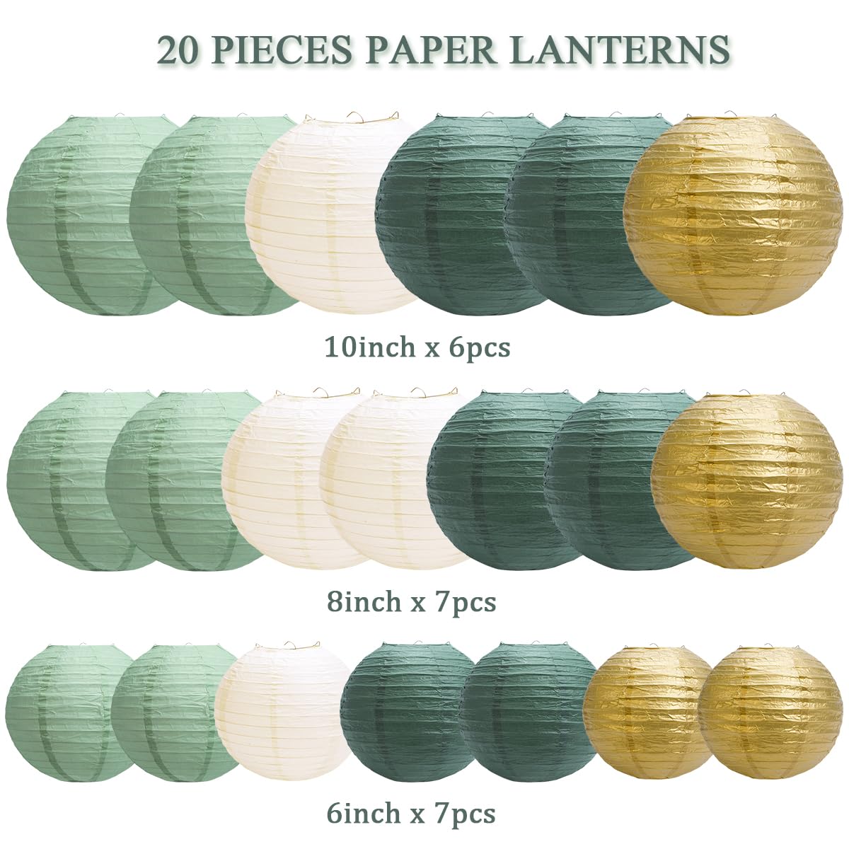 Yuxiou forest green 8in paper lanterns create warm party ambiance