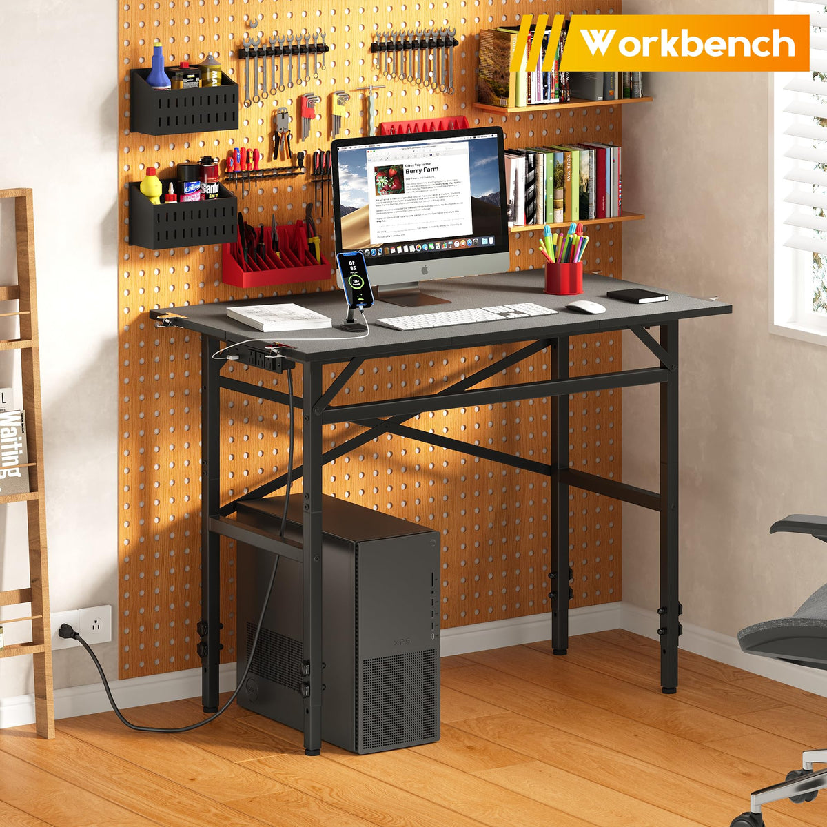 Yuyetuyo garage setup showcasing space-efficient workstation