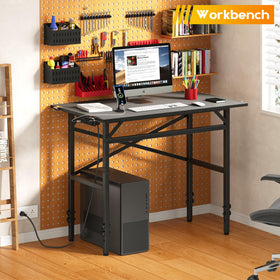 Yuyetuyo garage setup showcasing space-efficient workstation
