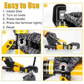 YUZES heavy-duty crimping used for battery cables and lugs.