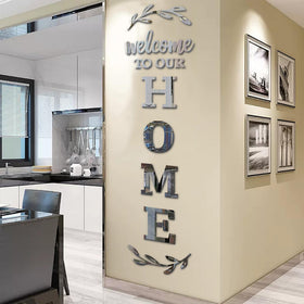 YUZUCMCM welcome sign in acrylic mirror enhances entryway with reflective charm.